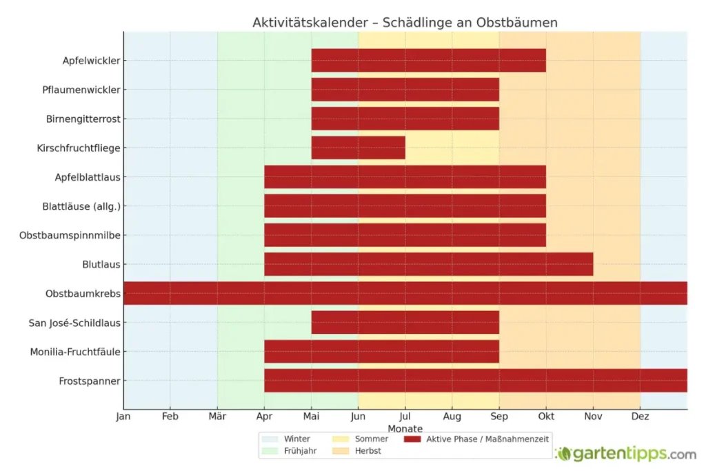 Infografik über Aktivität von Schädlingen