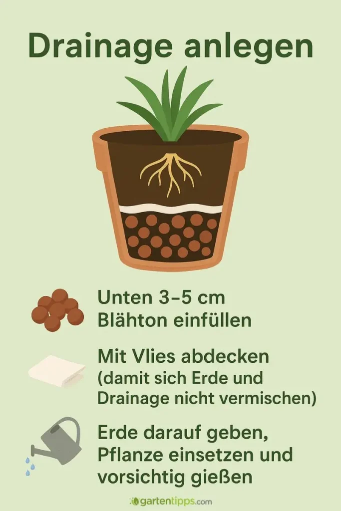Anleitung Drainage in Blumentopf anlegen