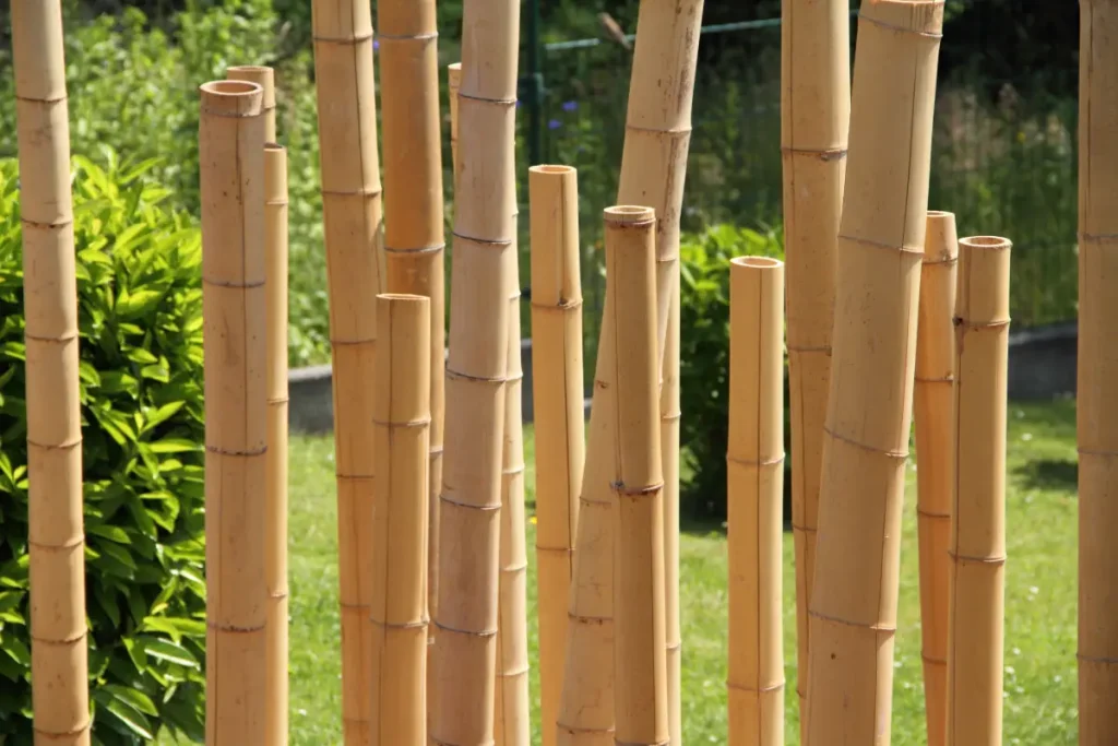 Sichtschutz aus Bambus auf der Terrasse.