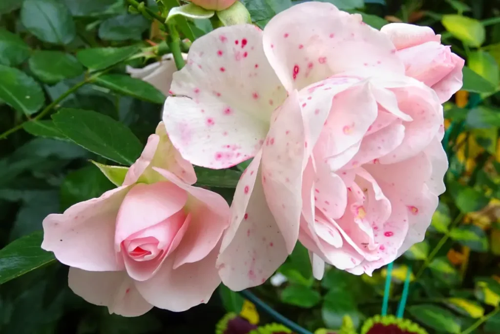 Punktartige Flecken auf Rosenblättern entstehen durch Infektionen des Grauschimmelpilzes.