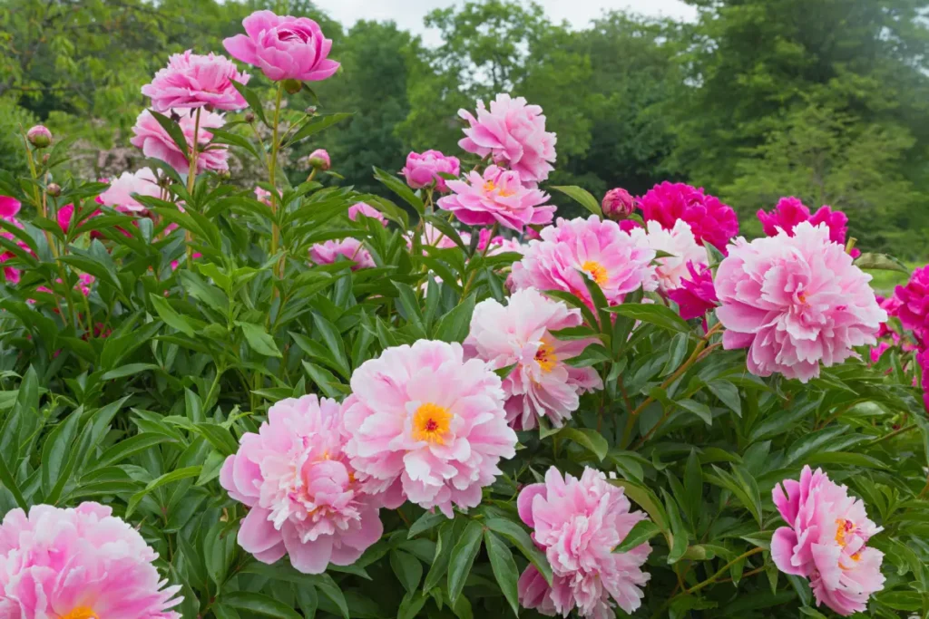 Rosa Pfingstrose in voller Blüte