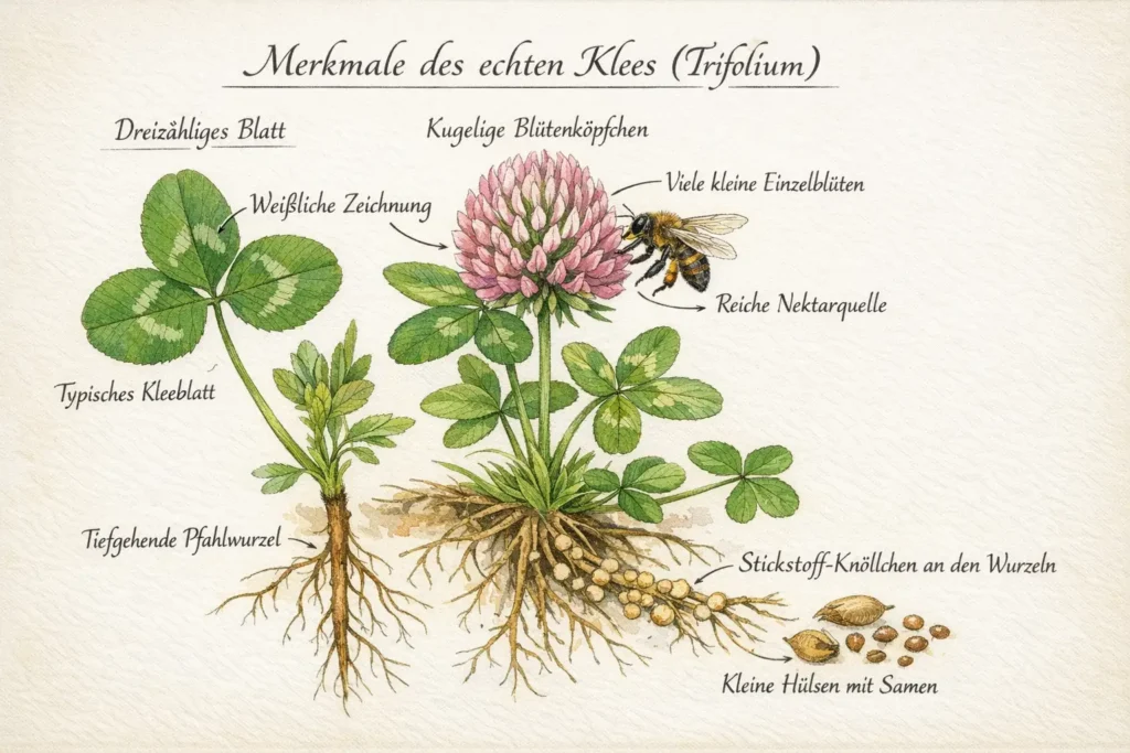 Pflanzenmerkale Echter Klee