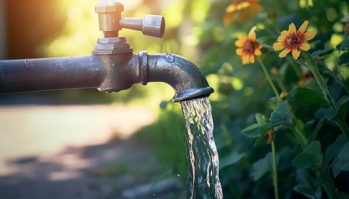 Laufender Wasserhahn im Garten Wasser sparen im Garten