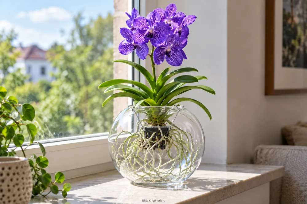 Orchidee im Glas ohne Substrat