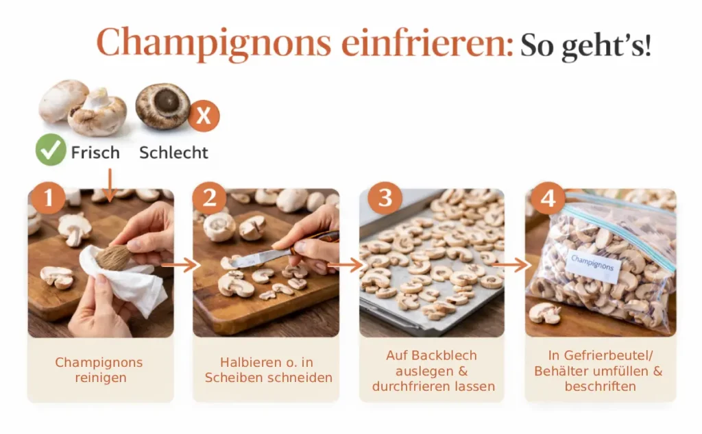 Champignons einfrieren