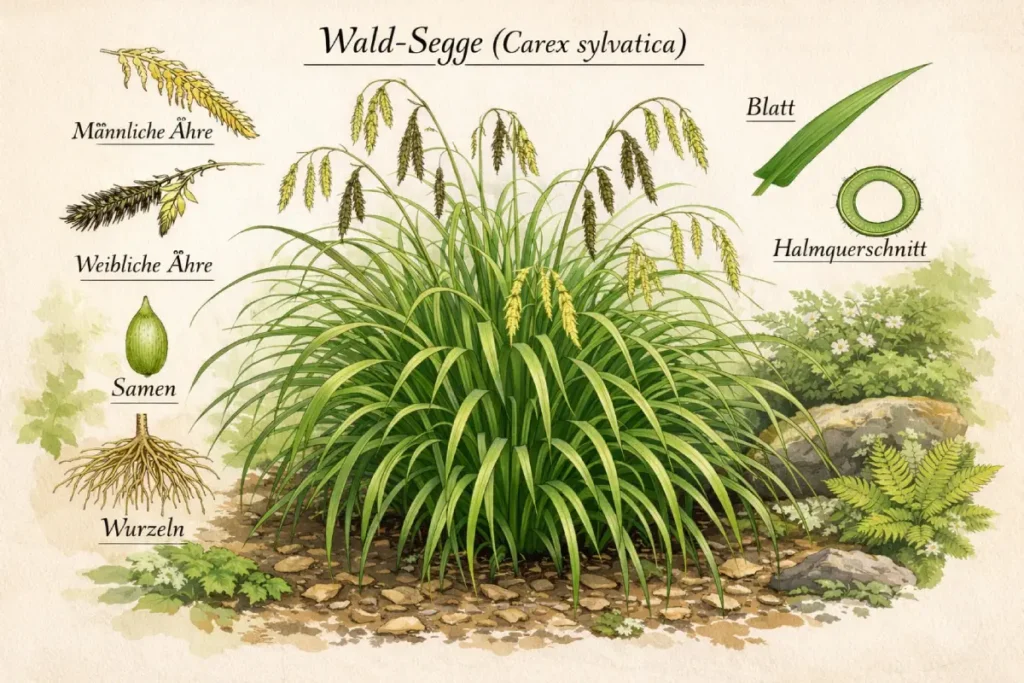 Pflanzenaufbau der Wald-Segge Wald-Segge pflanzen, pflegen und vermehren